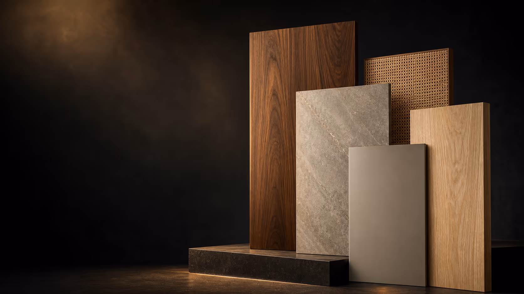 Premium wood, stone, cane, and laminate material panels