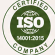 ISO 14001:2015 certified company badge