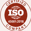 ISO 45001:2018 certified company badge