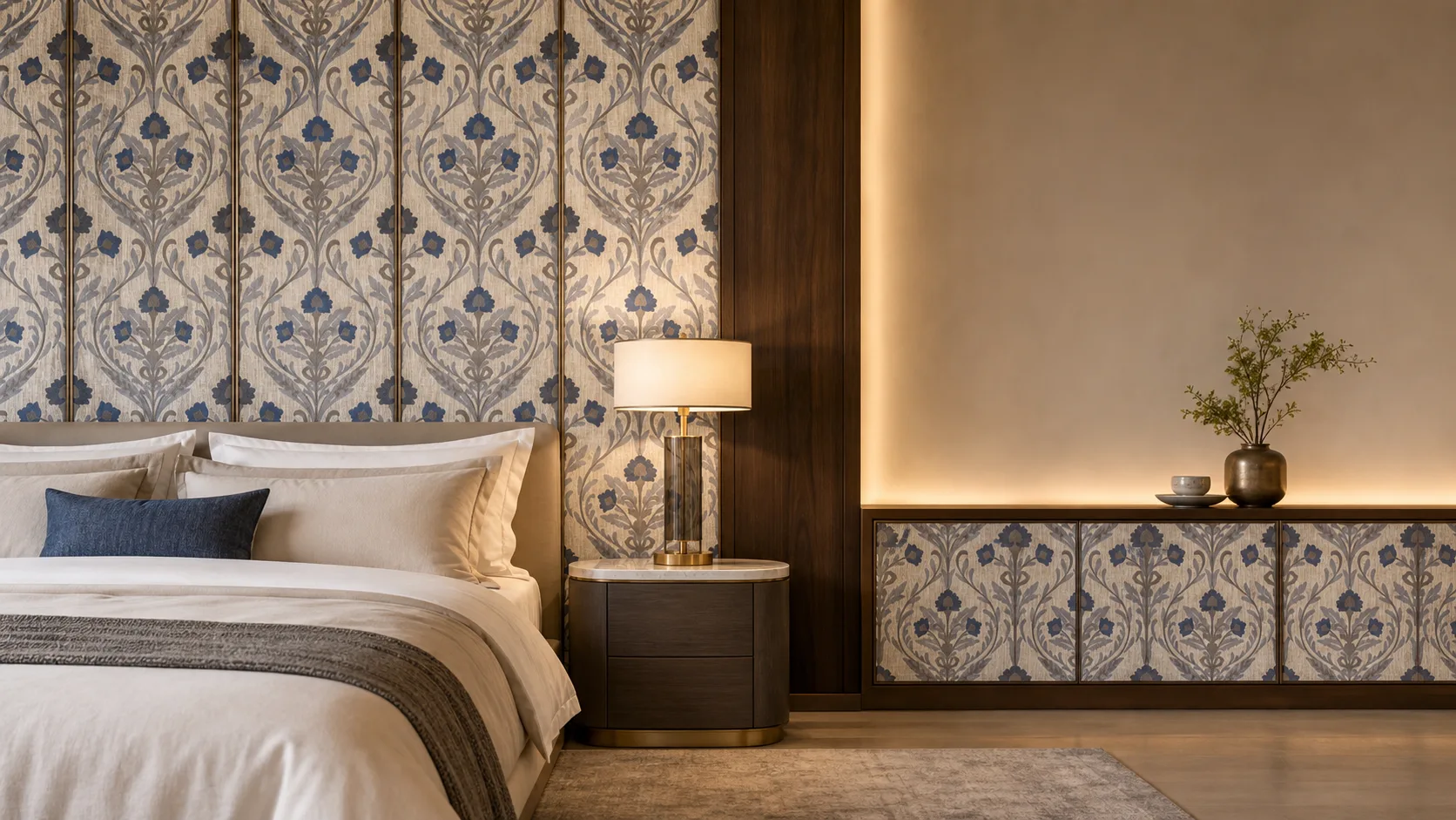 Linen Flora Blue HR-919-A-118-PR++ تصور تطبيقي