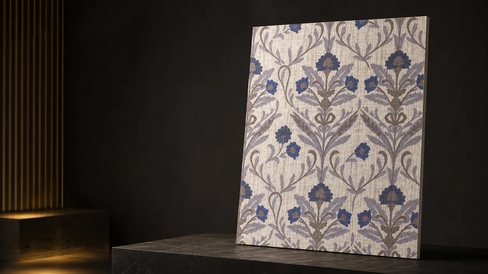 Linen Flora Blue HR-919-A-118-PR++ تصور تطبيقي