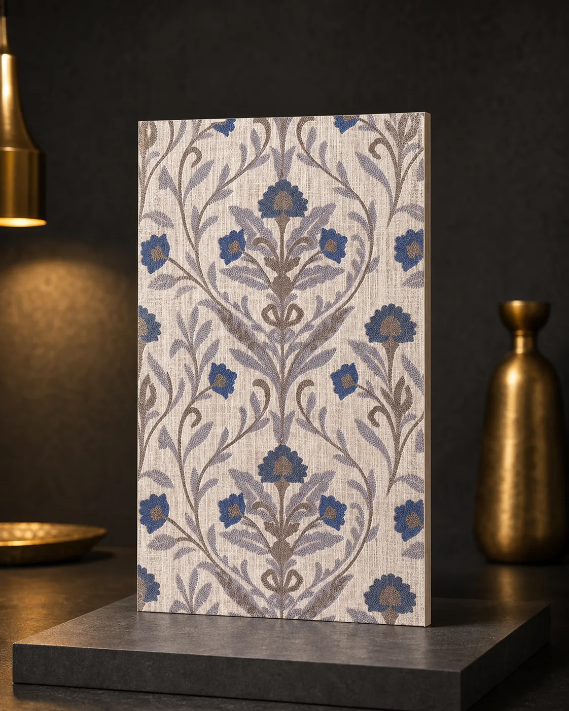 Linen Flora Blue HR-919-A-118-PR++ عينة تشطيب