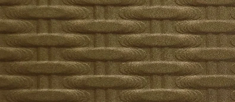 Brown woven fabric with a raised, tactile oval pattern.